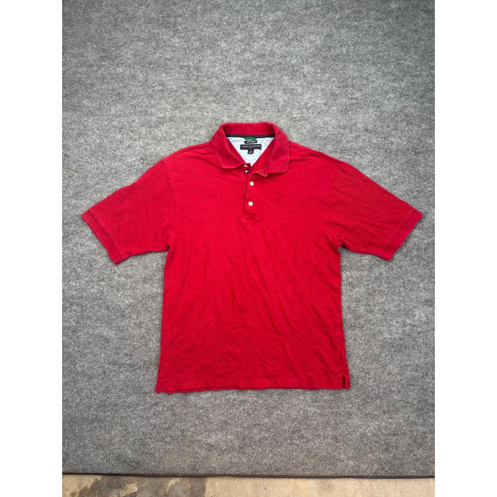 Tommy Hilfiger Golf Polo Shirt Mens Large Red Ultra-Fresh Short Sleeve Textured